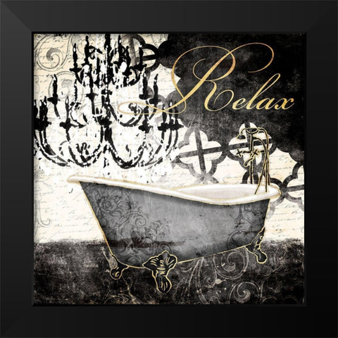 Relax Tub Black Modern Wood Framed Art Print by Villa, Mlli