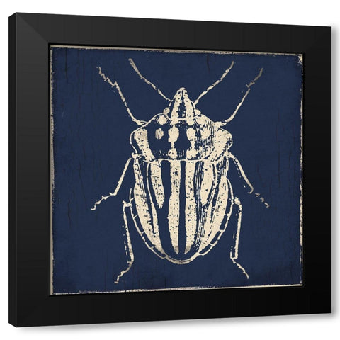 Bug Life Blue Three Black Modern Wood Framed Art Print with Double Matting by Villa, Milli