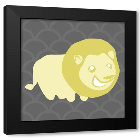Lion Yellow Black Modern Wood Framed Art Print by Villa, Mlli