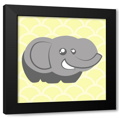 Elephant Yellow Black Modern Wood Framed Art Print with Double Matting by Villa, Mlli