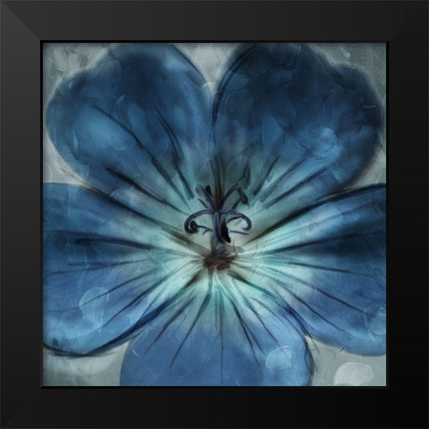 Uplifting Blue Flower Black Modern Wood Framed Art Print by Villa, Mlli
