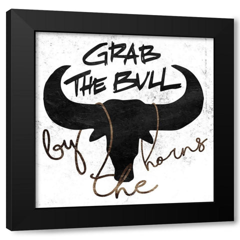 Grab The Bull Black Modern Wood Framed Art Print by Villa, Mlli