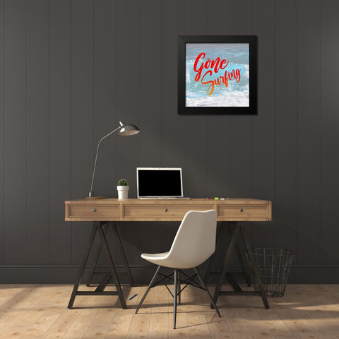 Gone Surfing Black Modern Wood Framed Art Print by Villa, Mlli