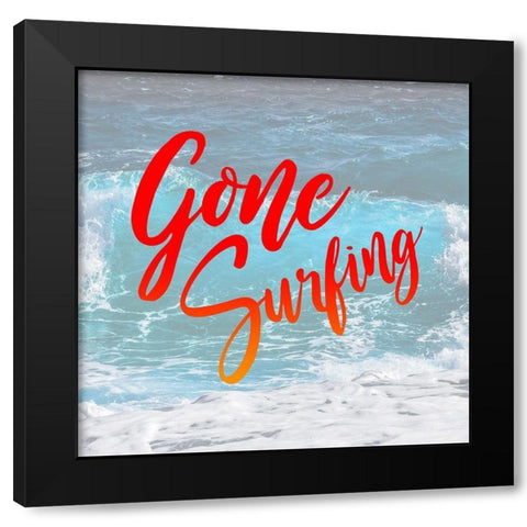 Gone Surfing Black Modern Wood Framed Art Print by Villa, Mlli