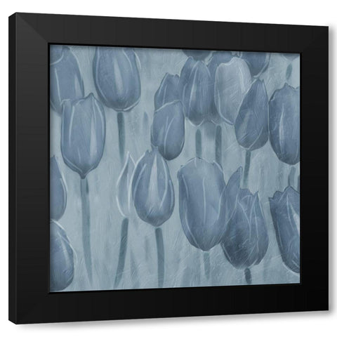 Tulips Patch Blues Black Modern Wood Framed Art Print with Double Matting by Villa, Mlli