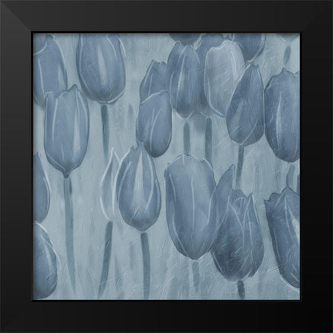 Tulips Patch Blues Black Modern Wood Framed Art Print by Villa, Mlli
