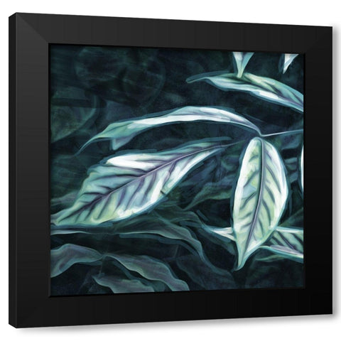 Muted Leaves Black Modern Wood Framed Art Print with Double Matting by Villa, Mlli
