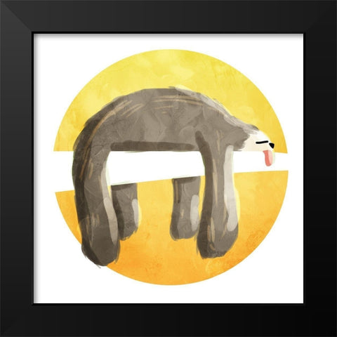 Sleep Sloth Black Modern Wood Framed Art Print by Villa, Mlli