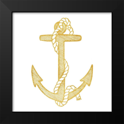 Gold Anchor Black Modern Wood Framed Art Print by Villa, Mlli