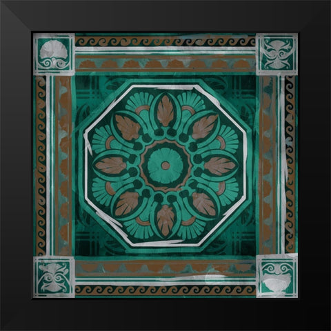 Green Brown Hot Medallion Black Modern Wood Framed Art Print by Villa, Milli