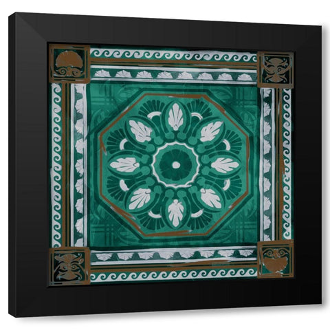 Green Brown Medallion Mate Black Modern Wood Framed Art Print by Villa, Milli