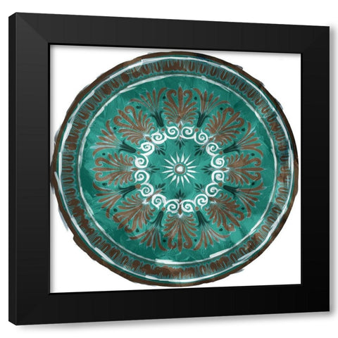 Green Brown Medallion Plate Black Modern Wood Framed Art Print by Villa, Milli