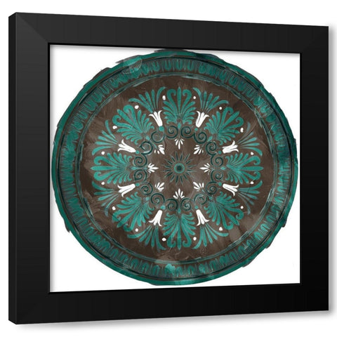 Green Brown Medallion Plate Reverse Black Modern Wood Framed Art Print by Villa, Milli
