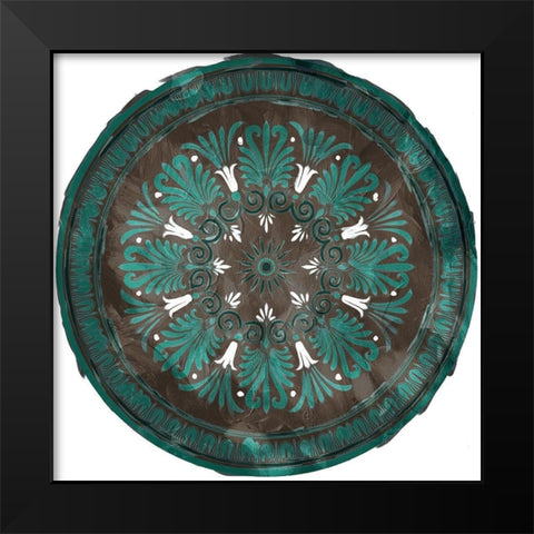 Green Brown Medallion Plate Reverse Black Modern Wood Framed Art Print by Villa, Milli