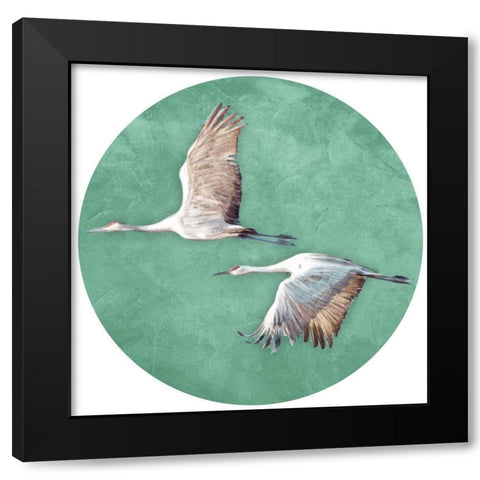 Two Crane Circle Black Modern Wood Framed Art Print with Double Matting by Villa, Mlli