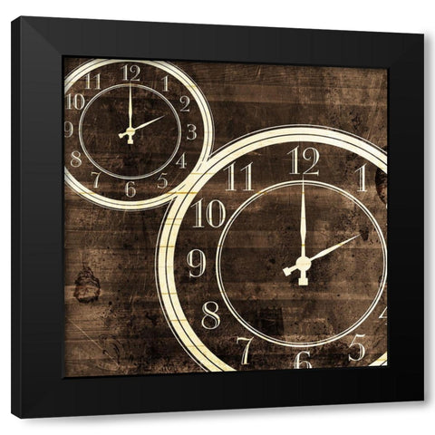 Wood Clocks Black Modern Wood Framed Art Print by Villa, Mlli