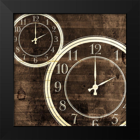 Wood Clocks Black Modern Wood Framed Art Print by Villa, Mlli