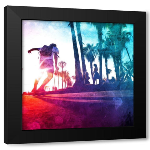 Skate On The Boardwalk Black Modern Wood Framed Art Print with Double Matting by Villa, Mlli