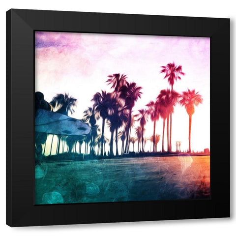 Surf On The Boardwalk Black Modern Wood Framed Art Print by Villa, Mlli