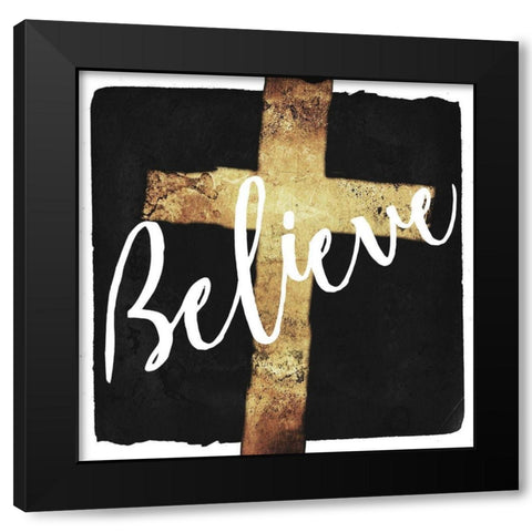 Believe Black Modern Wood Framed Art Print with Double Matting by Villa, Mlli