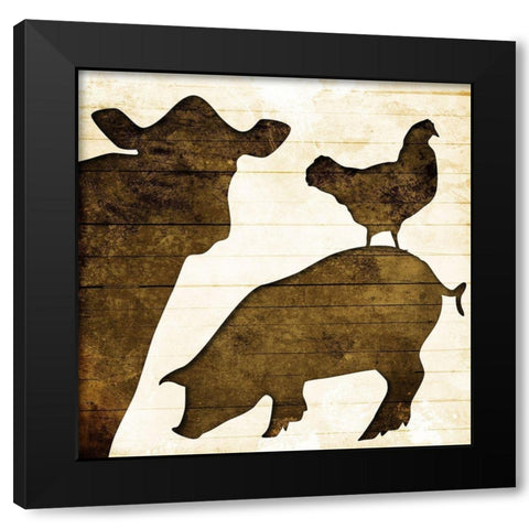 Farm Animals Black Modern Wood Framed Art Print by Villa, Mlli