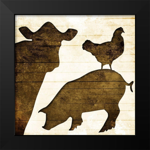 Farm Animals Black Modern Wood Framed Art Print by Villa, Mlli