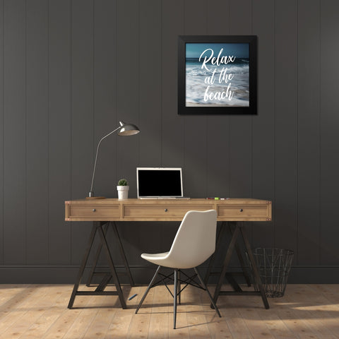 Relax At The Beach Black Modern Wood Framed Art Print by Villa, Mlli