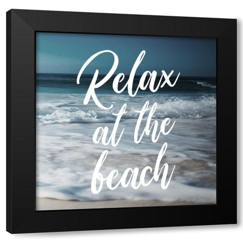 Relax At The Beach Black Modern Wood Framed Art Print by Villa, Mlli