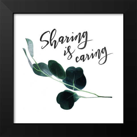 Flower Sharing Black Modern Wood Framed Art Print by Villa, Mlli