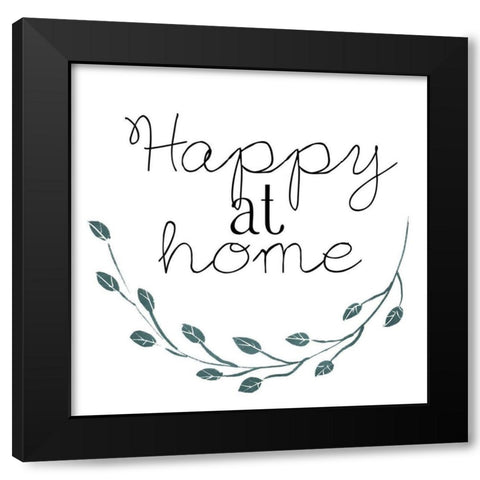 Happy At Home Blue Black Modern Wood Framed Art Print by Villa, Mlli