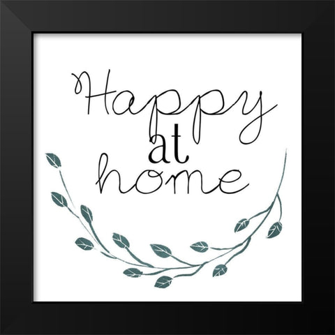 Happy At Home Blue Black Modern Wood Framed Art Print by Villa, Mlli