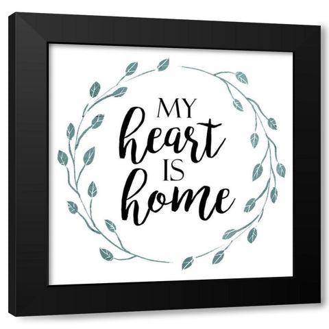 My Heart Blue Black Modern Wood Framed Art Print with Double Matting by Villa, Mlli
