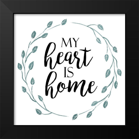 My Heart Blue Black Modern Wood Framed Art Print by Villa, Mlli