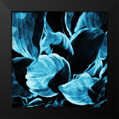 Blue Hue Leaves Two Black Modern Wood Framed Art Print by Villa, Mlli
