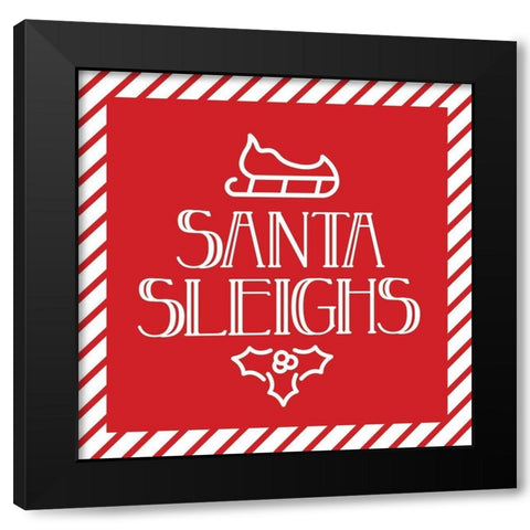 Santa Sleighs Black Modern Wood Framed Art Print by Villa, Mlli