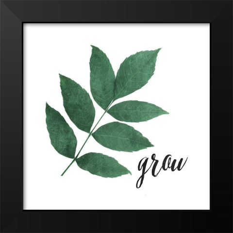 Grow Leaves Black Modern Wood Framed Art Print by Villa, Mlli