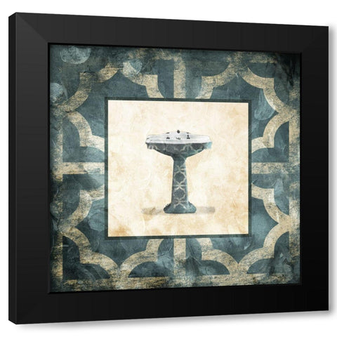 Muted Blue Sink Black Modern Wood Framed Art Print with Double Matting by Villa, Mlli