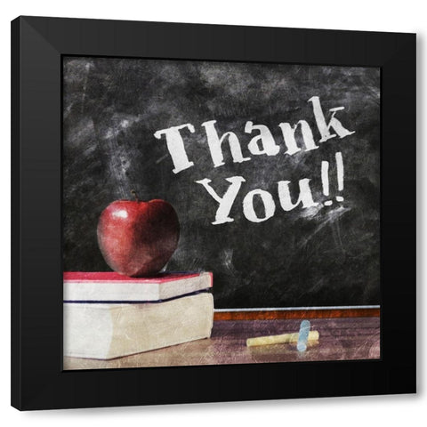 Thank You Black Modern Wood Framed Art Print by Villa, Mlli
