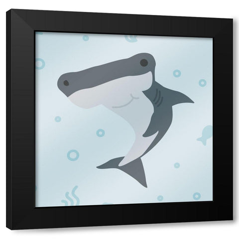 Happy Hammerhead Black Modern Wood Framed Art Print with Double Matting by Villa, Mlli