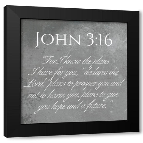 John 3:16 Black Modern Wood Framed Art Print with Double Matting by Villa, Mlli
