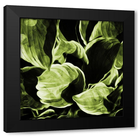 Green Hue Leaves 2 Black Modern Wood Framed Art Print with Double Matting by Villa, Mlli