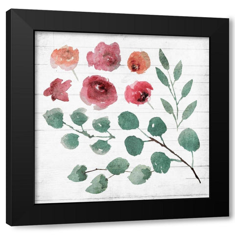 White Wash Flower Black Modern Wood Framed Art Print with Double Matting by Villa, Mlli