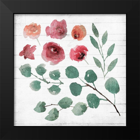 White Wash Flower Black Modern Wood Framed Art Print by Villa, Mlli