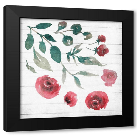 White Wash Flower 2 Black Modern Wood Framed Art Print with Double Matting by Villa, Mlli