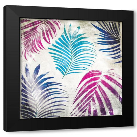 Colorful Palms Mate Black Modern Wood Framed Art Print by Villa, Mlli