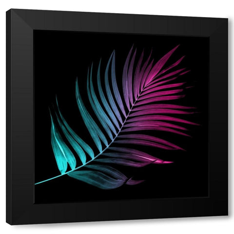 Neon Palms Three Black Modern Wood Framed Art Print with Double Matting by Villa, Mlli