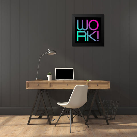Neon Work Black Modern Wood Framed Art Print by Villa, Mlli