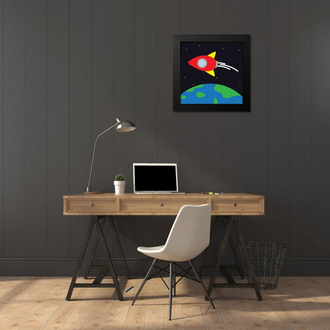 Into Space Black Modern Wood Framed Art Print by Villa, Mlli