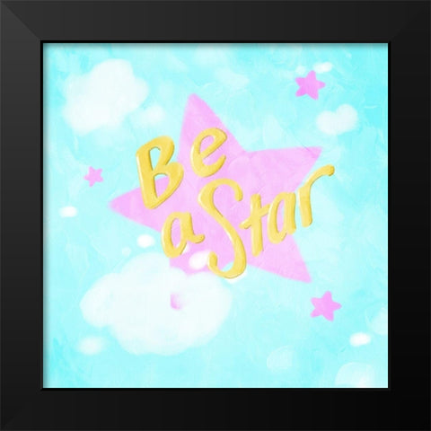 Be A Star Black Modern Wood Framed Art Print by Villa, Mlli