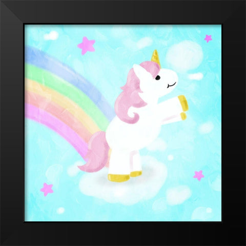 Unicorn Black Modern Wood Framed Art Print by Villa, Mlli